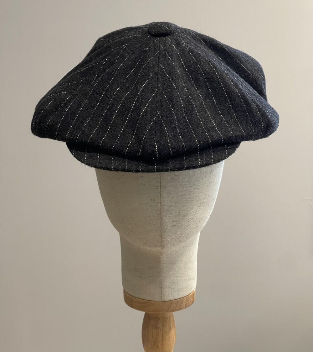 Grace Hat Cap Newsboy Mens One Size Gray Wool Tweed Lined Striped Casual Winter